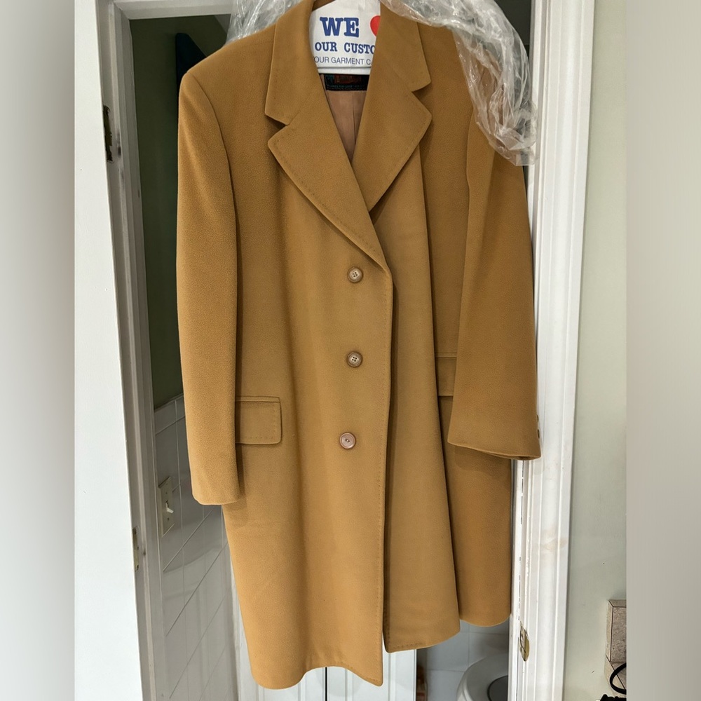 Mens 100% cashmere camel coat